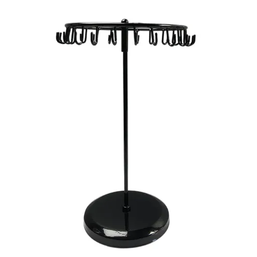 Iron Jewellery Rack Rotating Necklace Display Stand Jewellery Organiser Storage - Black