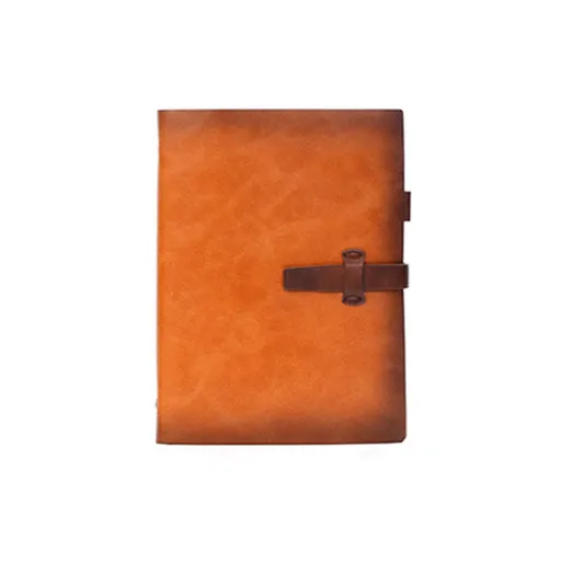 Refillable A5 Leather Binder Notebook, Reusable Leather Journal, Vintage Organizer with 6-Ring Binder, 160 Pages Lined Paper & Pocket, for Writers Business Work Study College and Daily, Light Brown