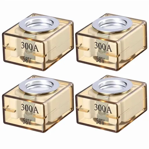 4 Pack 300A Terminal Fuses, 58V DC Max IP66 Waterproof Marine Rated Battery Fuse for RV, Boat, EV, Crane