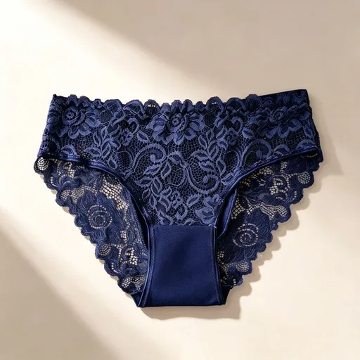 Navy Blue Hollow Out Lace Panties 4 Pack Size S | Halloween Elegant Intellectual Gift | Cotton Gusset High Elastic Women's Briefs