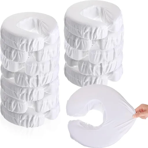 12 Pcs Face Cradle Covers for Massage Head Rest Microfiber Reusable Soft Thicker Massage Table Face Covers Oil Proof Headrest Cradle Sheets for Spa Beauty(White)