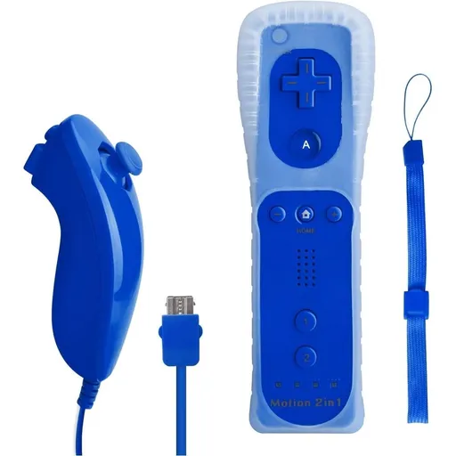 Wii Remote and Nunchuck Controller,Wii Remote Controller ,Silicone Case and Wrist Strap Compatible for Wii/Wii U,Dark Blue