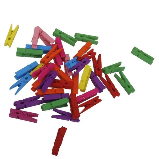 Wooden Photo Clips 50 Pieces Assorted Colors Portable Multi-Use Clips for Photos, Crafts, and Home Decor