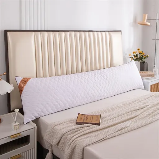 1 Meter Long Quilted Bolster Pillow | Soft Polyester Body Pillow for Sofa & Bed | 100x48cm White Cushion for Reading & Lounging | 1 Piece