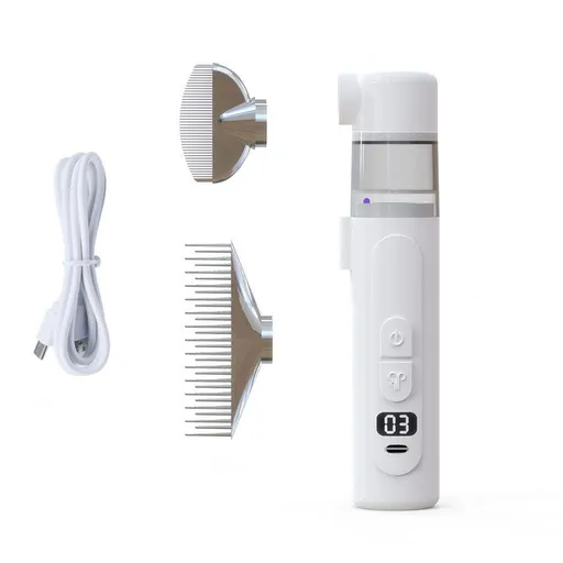 Electric Flea Comb for Dogs and Cats - 2-in-1 Rechargeable Pet Flea Remover and Dematting Grooming Comb with Suction Collection, 3 Speed Settings and USB-C Charging