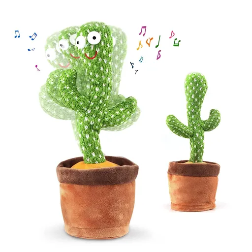 Dancing Cactus Talking Toy,Wriggle Singing Mimicking Cactus,Repeat What You Say,Sing,Dance,Recording,LED(120 Songs)