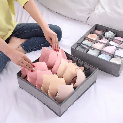 Wardrobe Clothes Organizer for Jeans, Upgraded Drawer Organizers for Clothing with Handle Foldable, Drawer Organizers Clothes(Gray,1PCS-M) 1PCS-7 Cell Gray