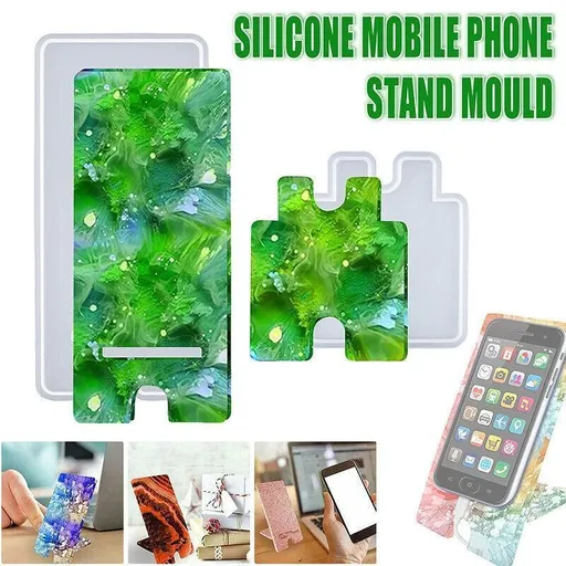 2Pcs Silicone Mobile Phone Stand Mould Holder Casting Mold Resin Epoxy Craft Au