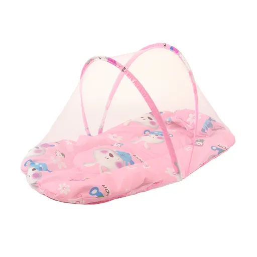 Pink Rabbit Portable 3-in-1 Mosquito Net Set with Soft Sleep Pad & Pillow - Foldable Pop-Up Travel Bassinet for Infants, Breathable Shield for Indoor & Outdoor Use