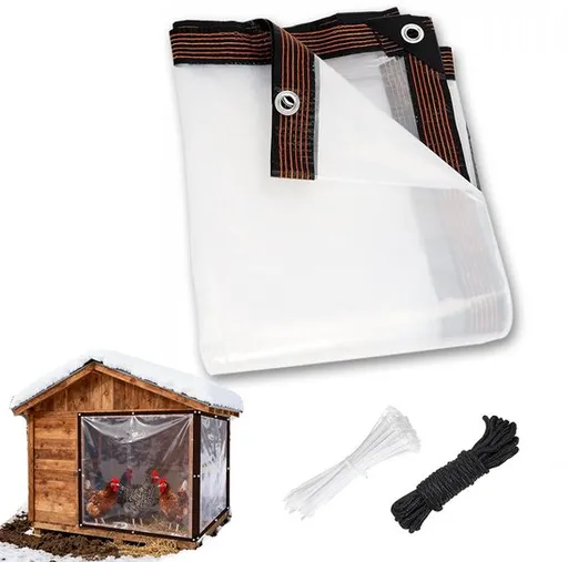 Transparent tarpaulin with eyelets, transparent tarpaulin for outdoor use, waterproof film, woven tarpaulin, canvas, awning, durable, weatherproof, multifunctional tarpaulin 2 x 3m