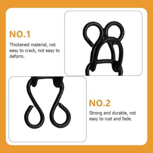 Durable Black Metal Hook and Eye Closures, Easy to Use for Sewing Projects