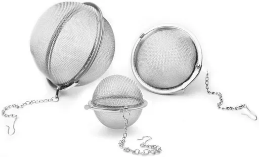 3pcs Stainless steel fine mesh seasoning ball kitchen soup spice stew filter kitchen tool metal tea bag tea ball (3pcs Round Shape),Silver,5cm/6cm/7cm