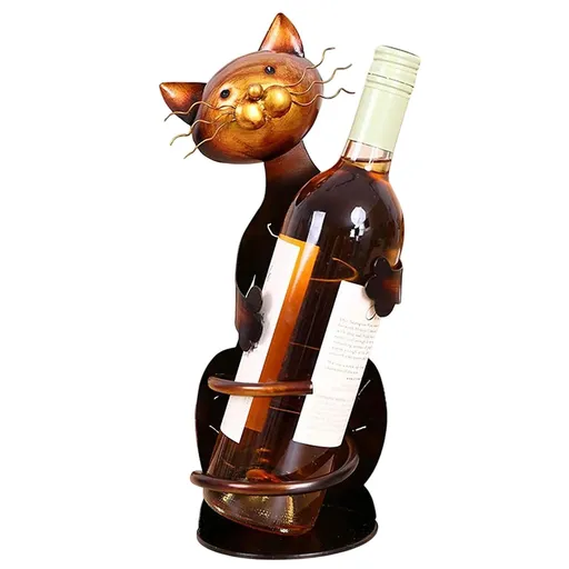 1 pcs Metal Cat Shape Wine Rack Creative Wine Rack Wine Cabinet Decoration Modern Style Cute （bronze）