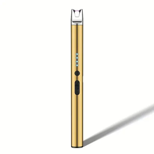 USB Rechargeable Arc Lighter, Compact Kitchen Tool with Flameless Plasma Windproof Design, Equipped with a 170mAh Lithium Polymer Battery, Perfect for Candles, Barbecues, and Travel Golden