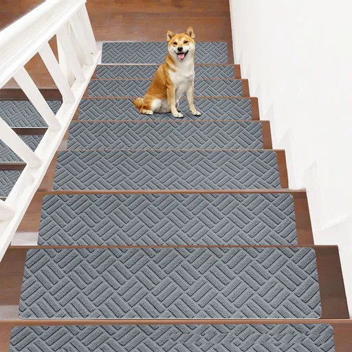Stair Treads for Wooden Steps, Soft Stair Treads, 8 x 30 Inch Reusable Carpet Stair Treads, Washable Stair Runners for Wooden Steps Non Slip Stair Rugs #11_Dark Gray