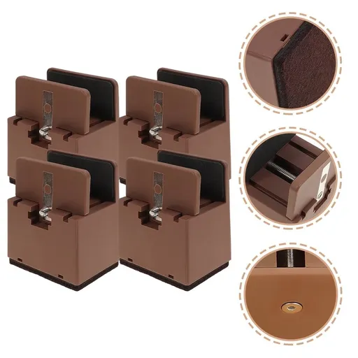 Steel ABS Furniture Risers Adjustable Brown for Home Storage