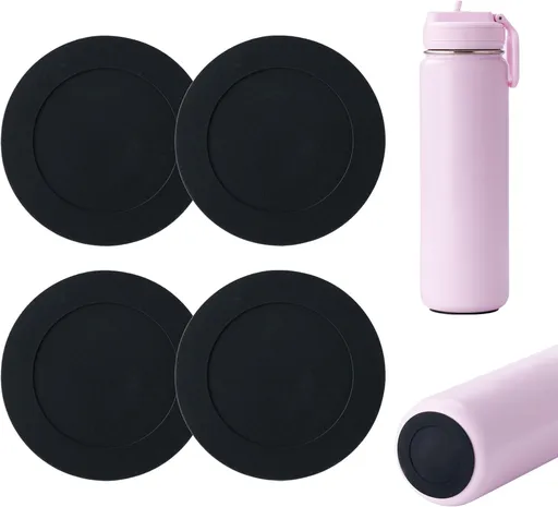 4 Pack Silicone Bottom Protector Mat for Lululemon Sport Water Bottle 18 24 OZ, Anti Slip Rubber Bottom with Adhesive, Noise Reducing