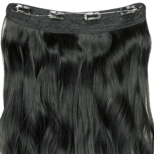 65cm Longest Curly Solid Black Full Head One Piece Clips Clip in Hair Extensions- Head One Piece Curly Body Wave Heat Resistance