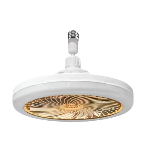 Yellow Quiet Remote LED Ceiling Fan Light with Aromatherapy Slot and Removable E27 Base Socket - Timer & Dimmable & 3-Speed & 3-Color Temperature Adjustable
