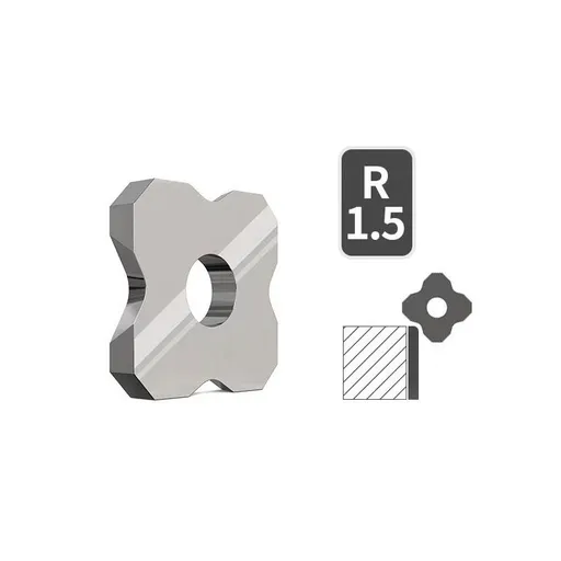 Woodworking Trimming Chamfer Tool with Tungsten Carbide Four-Blade Insert for Edge Banding, Plywood, and Board Edge Chamfering in Furniture Making and DIY Projects (Replacement Blade R1.5)