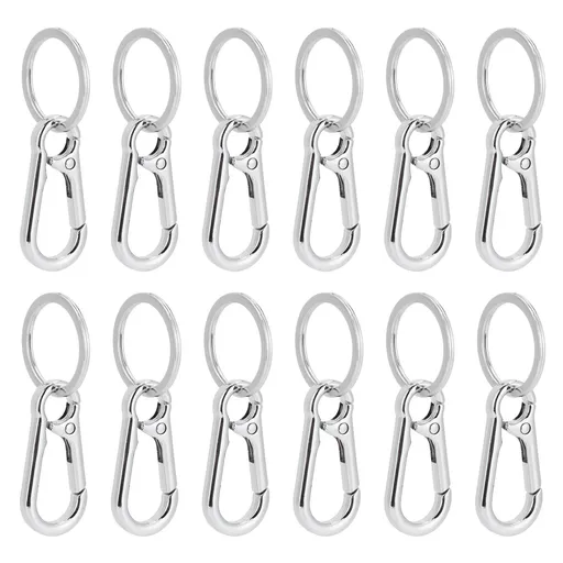 12pcs Alloy Keychain AntiRust No Deformation Glossy Surface for Hanging Key Wallet Zip Belt