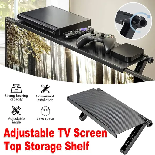 TV Screen Shelf Adjustable Bracket Storage Rack Mount Platform Organiser Holder