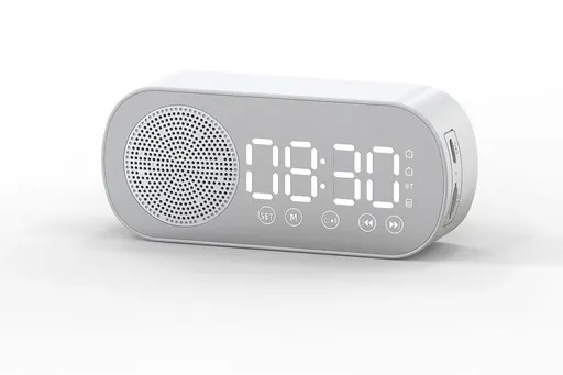 FM Speaker LED Display Portable Alarm Clock Home Decor Bluetooth Digital Radio - White
