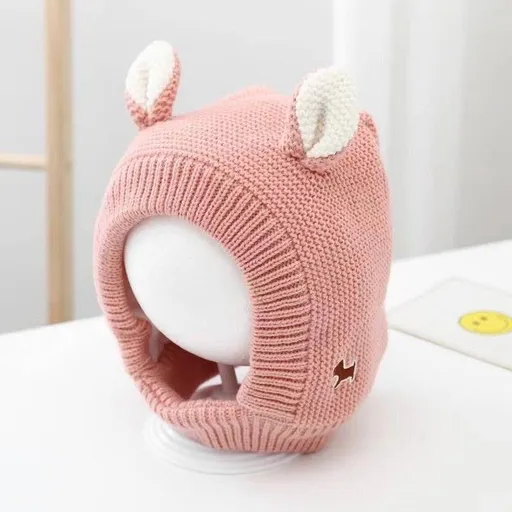 Quiet Ears for Dogs, Dog Ear Muffs Noise Protection Knitted Dog Hats Pet Ears Warm Dog Ear Cover Winter Hat Dog (Pink)