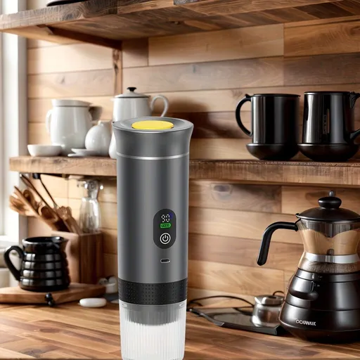 (grey )Upgraded Portable Coffee Maker with Temperature and Power Display, USB-C Charging, Self-Heating & Cold Brew Functions, Compatible with Coffee Capsules/Ground Coffee. Perfect Espresso Machine for Home, Office, Travel, RV, and Camping. Ideal for
