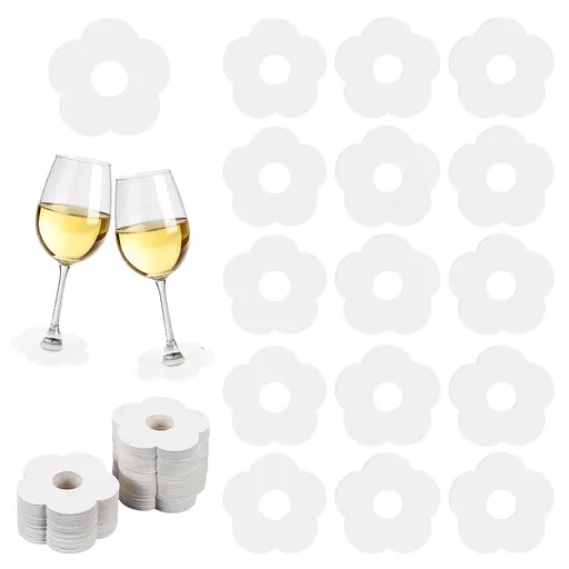 100 Pieces Wine Glass Markers Paper - Blank Flower Place Cards - DIY Wine Hangers for Weddings & Parties - White