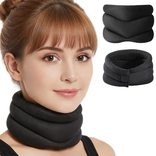 Black neck Support for Snoring, Neck Brace for Sleeping, Adjustable 3-Stage Cervical Collar, Relief of Sleep Apnea & Cervical Spine Pressure, Soft Cervical Collar for Cervicorrect