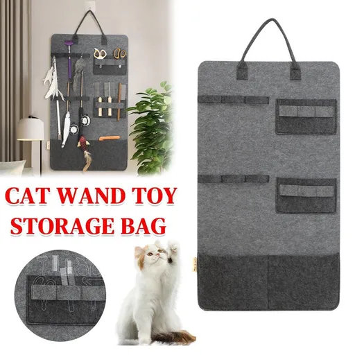 Large Capacity Cat Stick Cat Toy Storage Bag Hanging Felt Pet Supplies Organizer