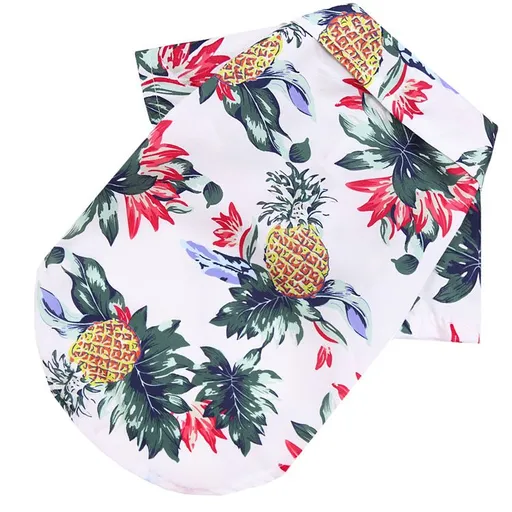 Pet Shirt Shine Polyester Small Medium White pineapple shirt XS (bust 30CM about 1.00 kg-1.50 kg pets)