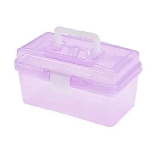 Plastic Storage Case with Locking Lid and Handle, Portable Empty Organizer Box for Home, Travel and Emergency Supplies, Purple, 20 x 12 x 10.5 cm