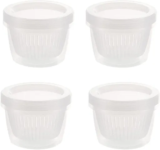 4 Pack 0.5L Plastic Storage Boxes with Lids and Filter - Stackable Organizing Containers