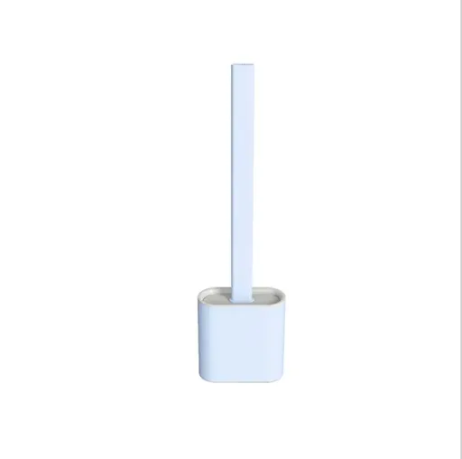 TPR Toilet Brush Set Silicone-Like Head with Holder Wall Mounted Detachable Handle - Blue * 1 Unit