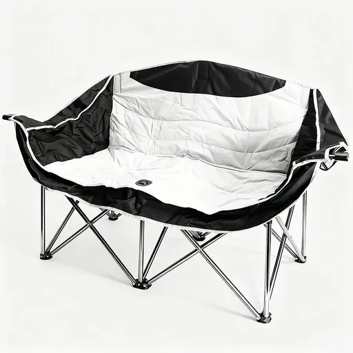 Double Camping Chairs Outdoor Lawn Camping Couch Heavy Duty Folding Chairs Strong Loading Capacity Metal Frame Oxford Fabric with Armrests and Cup Holders