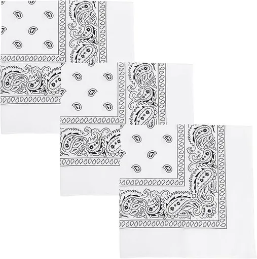 3-Piece Headscarf Set (Square) - Retro Black & White Pattern Headscarf Scarf for Daily Styling, Hairband & Decoration