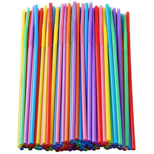 Plastic Drinking Straws, 10.24 Inches Extra Long Flexible Disposable Bendy Straws, Assorted Colors 100 Pack