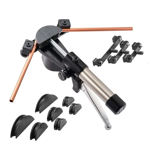 Hydraulic Tubing Bender Kit, 6 mm to 22 mm, Copper Tube Pipe Bender, HVAC Bending Tool Set, 90° Bend, with 7 Aluminium Alloy Dies, for HVAC Air Conditioning Refrigeration Automotive Auto Repair