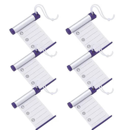 6x Funky Luggage Cylinder Tag Rollout Label for Address Details - Silver/Blue