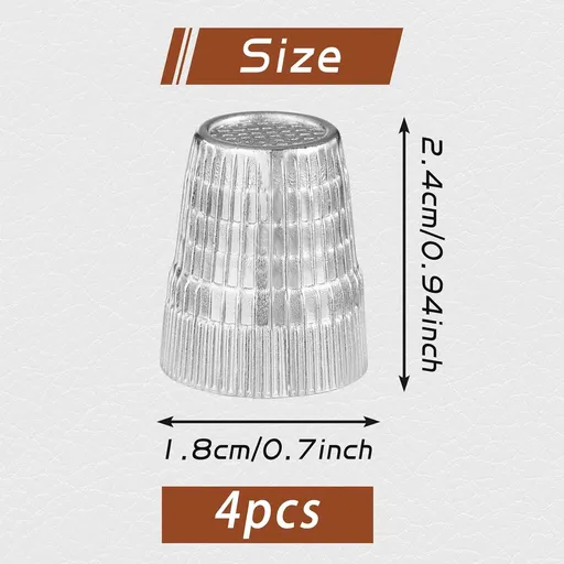 4 Piece Sewing Thimble,Sewing Thimble Silver,Metal Thimble Rings Adjustable Metal Finger Shield Ring Leather Finger Protectors