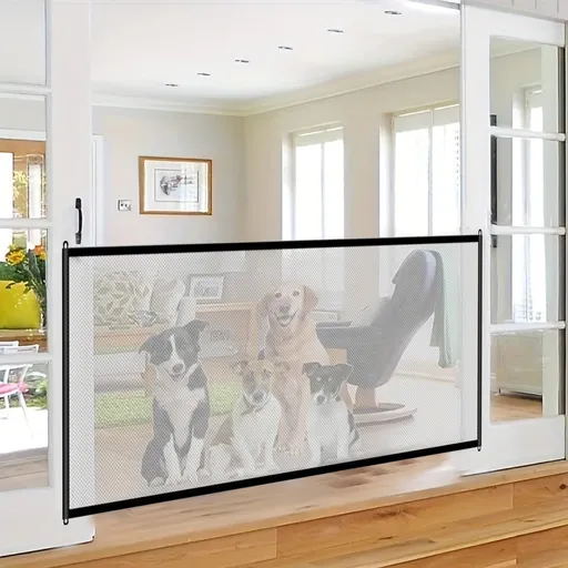 43×28 Inch Freestanding Foldable Dog Gate for Pet Dog, Isolation Fence Foldable Indoor Dog Gate Puppy Safety Fence Dog Gate for The House, Doorway, Stairs M Black