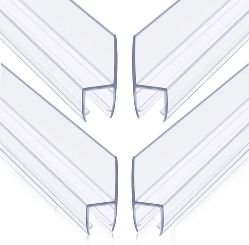 4-Pack Frameless Shower Door Side Seal for 3/8 Inch Thick Glass Doors – Stop Shower Leaks and Create a Water Barrier (3/8” x 39”)