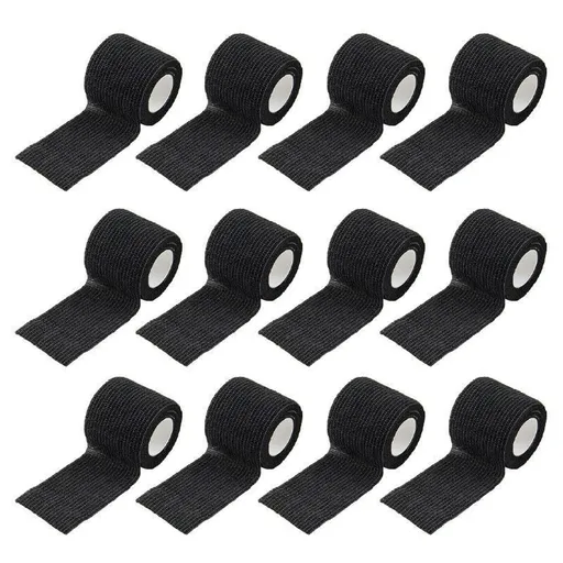 12 Pack Self Adhesive Cohesive Wrap Bandage for Pets and Everyday Protection - 12PCS Black(5CM*4.5M)