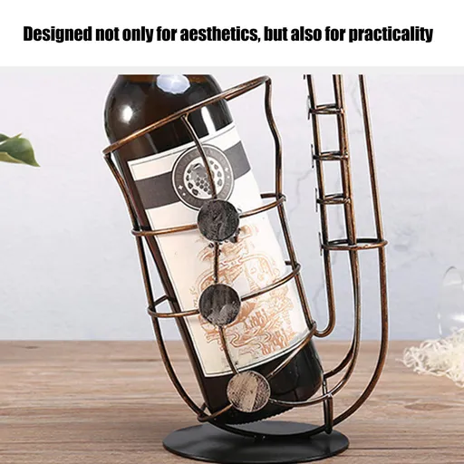 Saxophone Shape Wine Rack,Musical Instrument Iron Wire Outline Wine Bottle Holder,Creative Saxophone Wine Holder for Home Kitchen