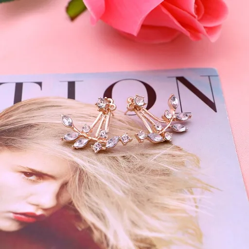 1 Pair Double-Sided Rhinestone Earrings for Women, Sparkling Celebration Jewelry for Anniversary and Special Occasions