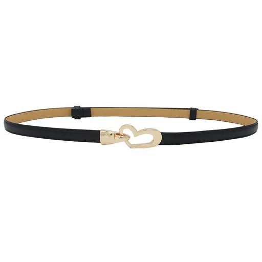 2-Pack Black Adjustable Skinny Belt with Heart Buckle