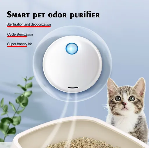 Smart Pet Odor Purifier, Negative Ion Deodorizer for Cat Litter Box, Toilet, Shoe Cabinet, Ultra Quiet Auto Sensing Sterilizer, Fanless Portable Pet Litter Odor Eliminator for Home