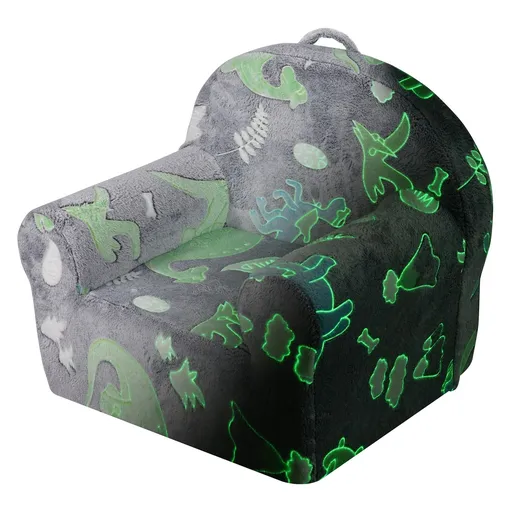 Toddler Chair Glow in the Dark Plush Baby Chair Playroom Furniture Grey